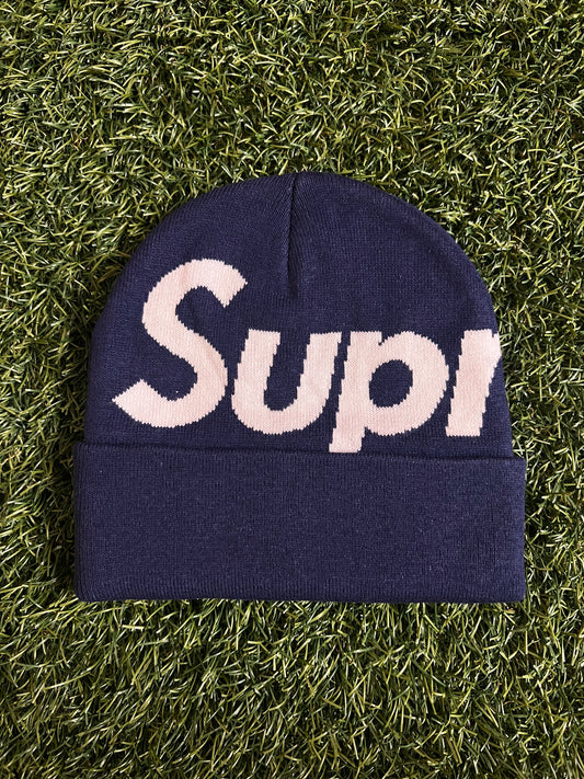 Supreme Big Logo Beanie Navy