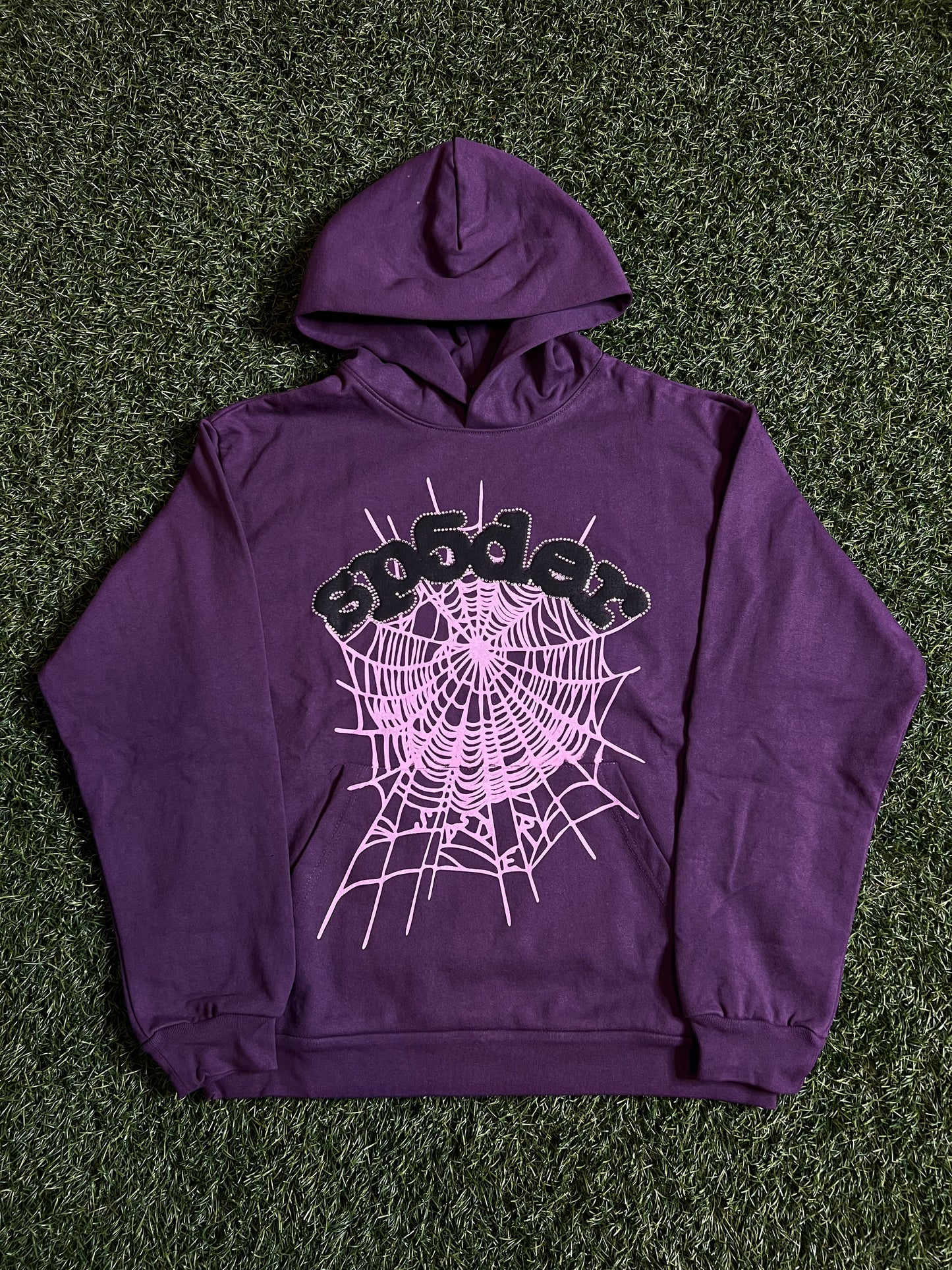 Sp5der Purple Rhinestone Hoodie