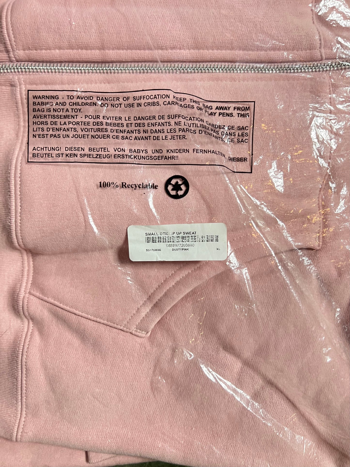 Supreme Small Box Logo Zip Up Hoodie Dusty Pink