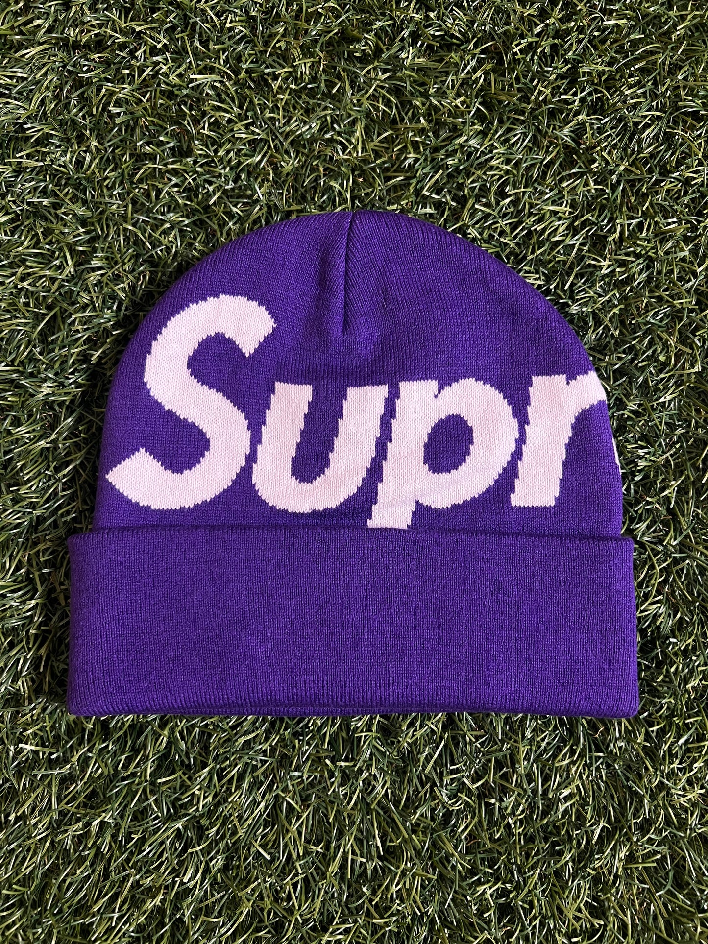 Supreme Big Logo Beanie Dark Purple