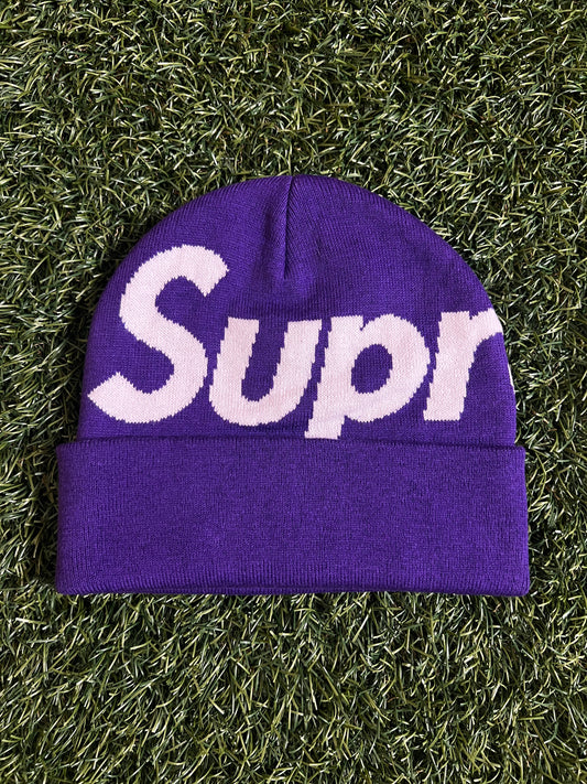 Supreme Big Logo Beanie Dark Purple