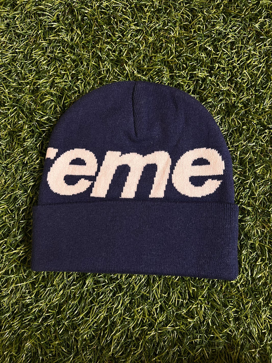 Supreme Big Logo Beanie Navy