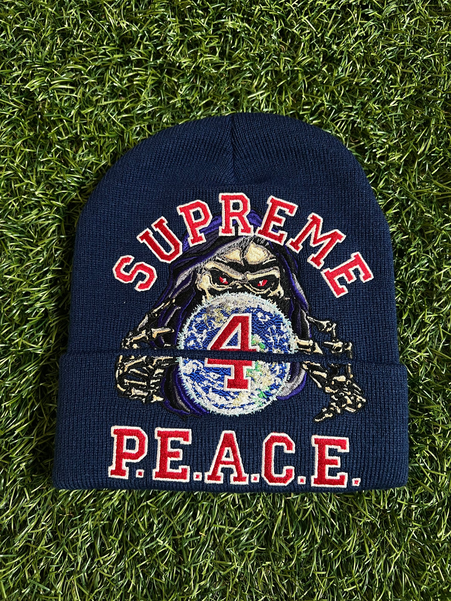 Supreme Peace Embroidered Beanie Navy