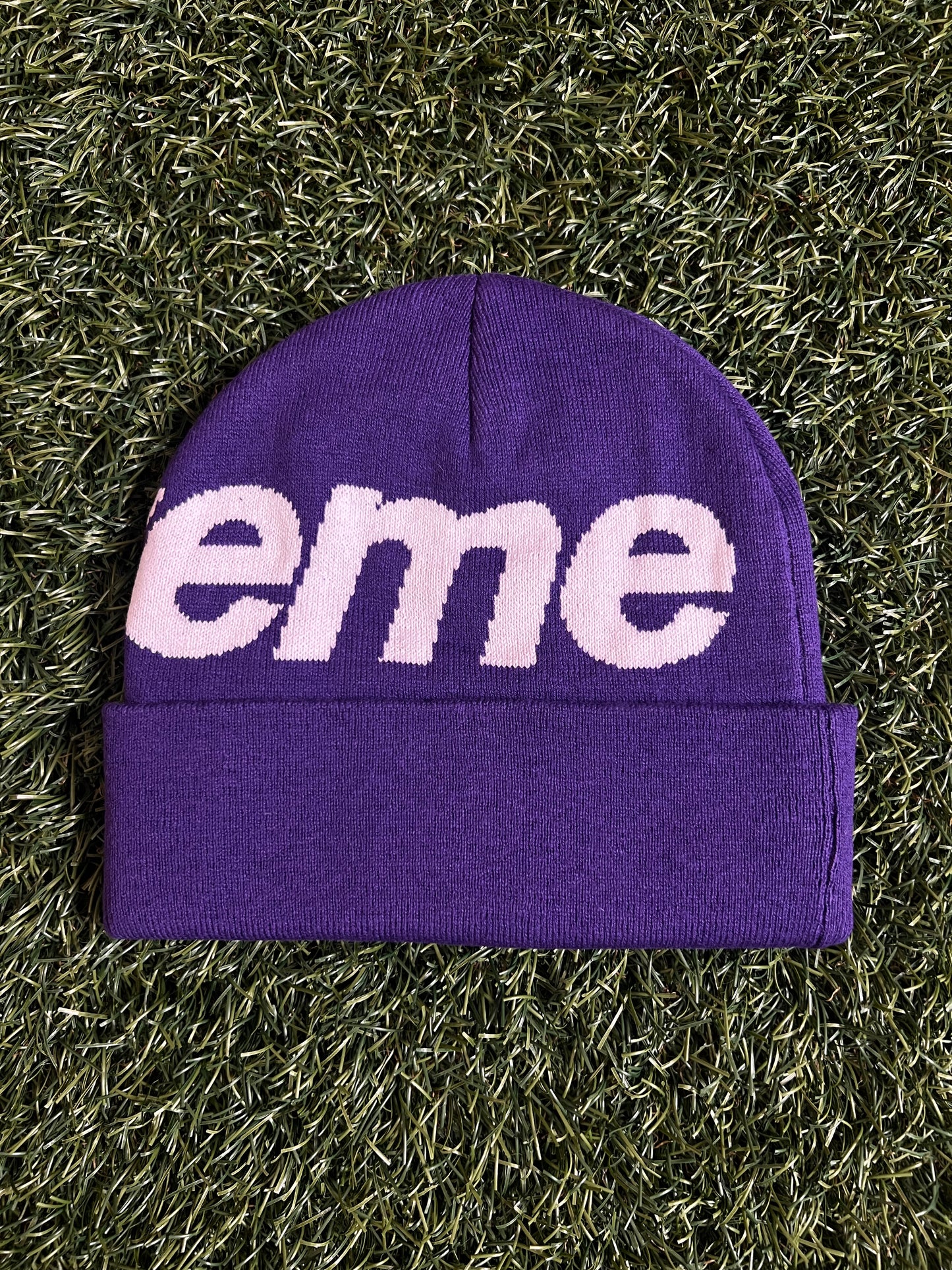 Supreme Big Logo Beanie Dark Purple