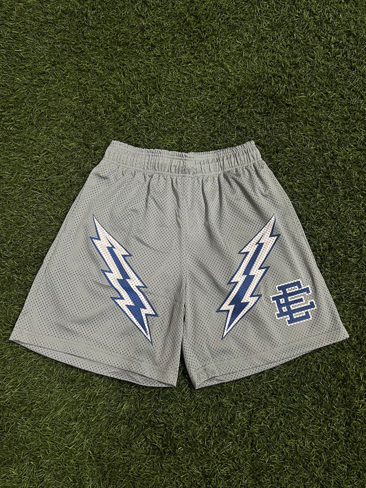 Eric Emmanuel Grey/Blue Bolt Shorts