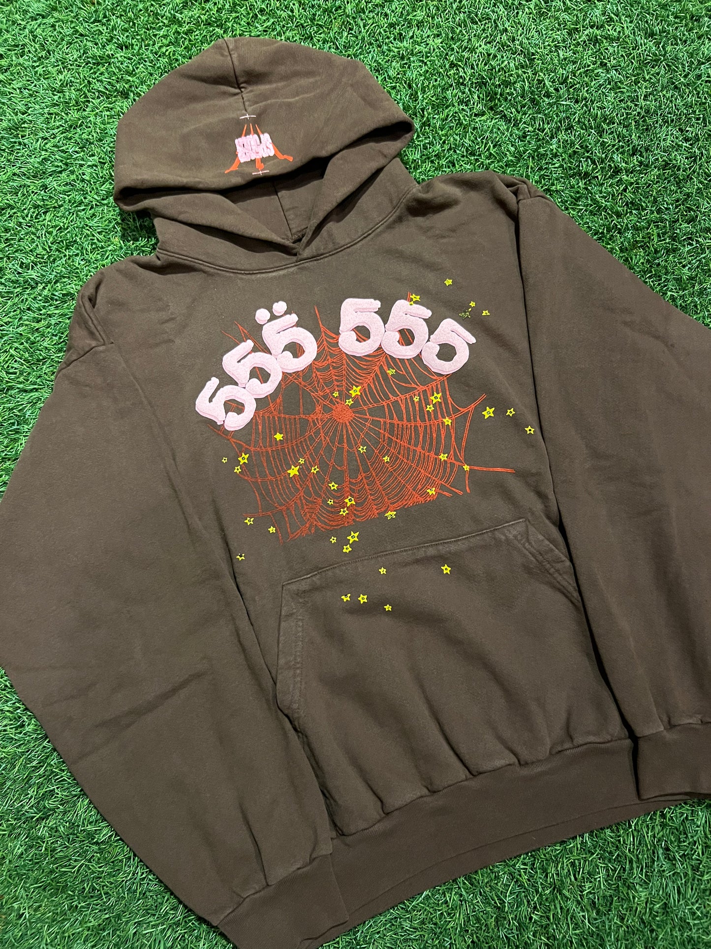 Sp5der Angel Numbers Hoodies Brown/Pink